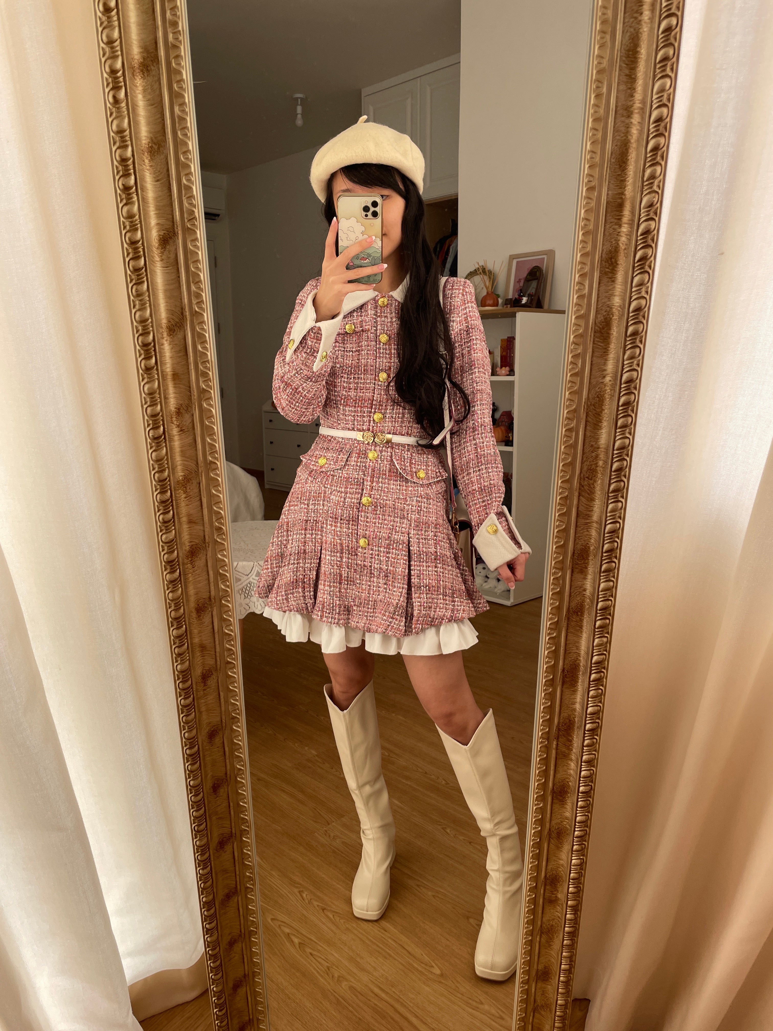 Flirty Plaid Tweed Mini Dress Maxct