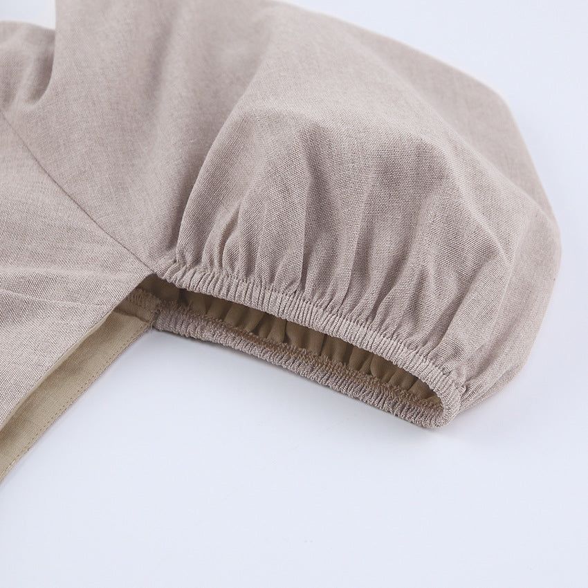 Tampa Puff Sleeve High Waist Linen Mini Dress Maxct