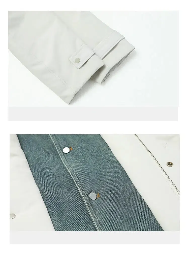 Maxct Mid-length Two-piece Denim Patchwork Coat