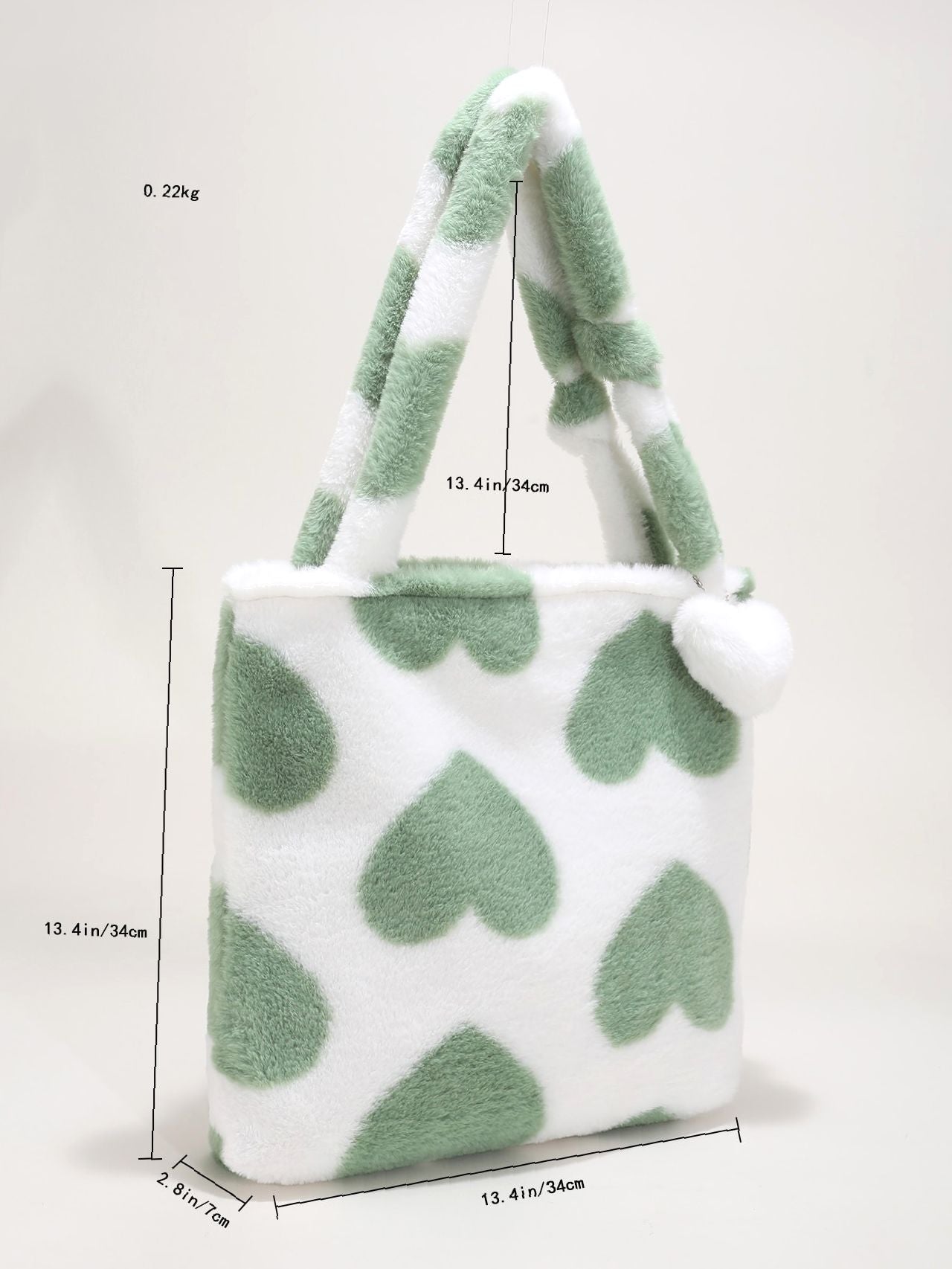 Maxct - Fluffy Heart Pattern Shoulder Tote Bag  - Women Tote Bags