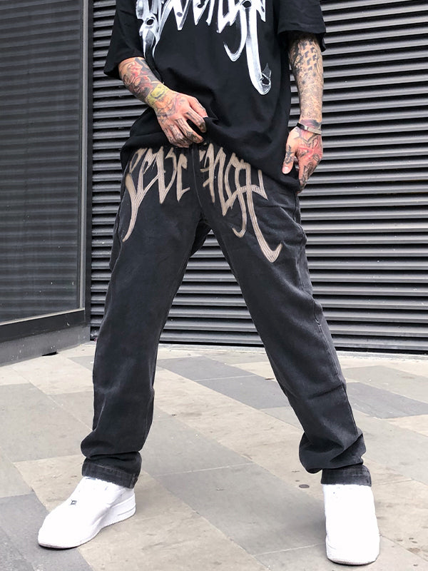 Men's Washed Revenge Straight Leg Jeans Maxct