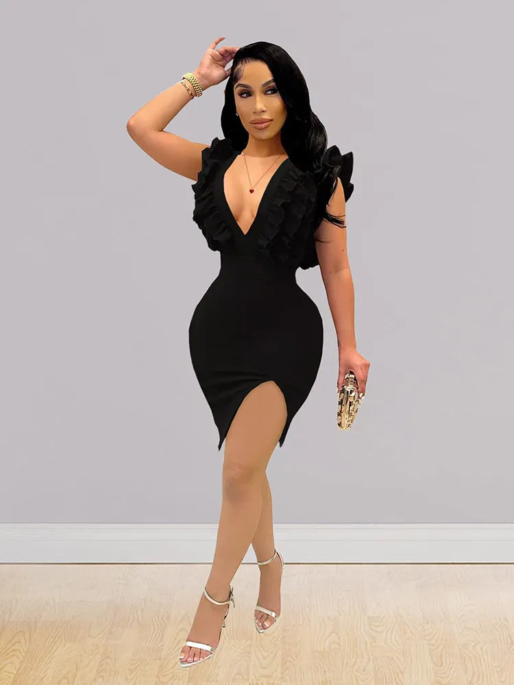 Ruffle Sleeveless Mini Dress Maxct