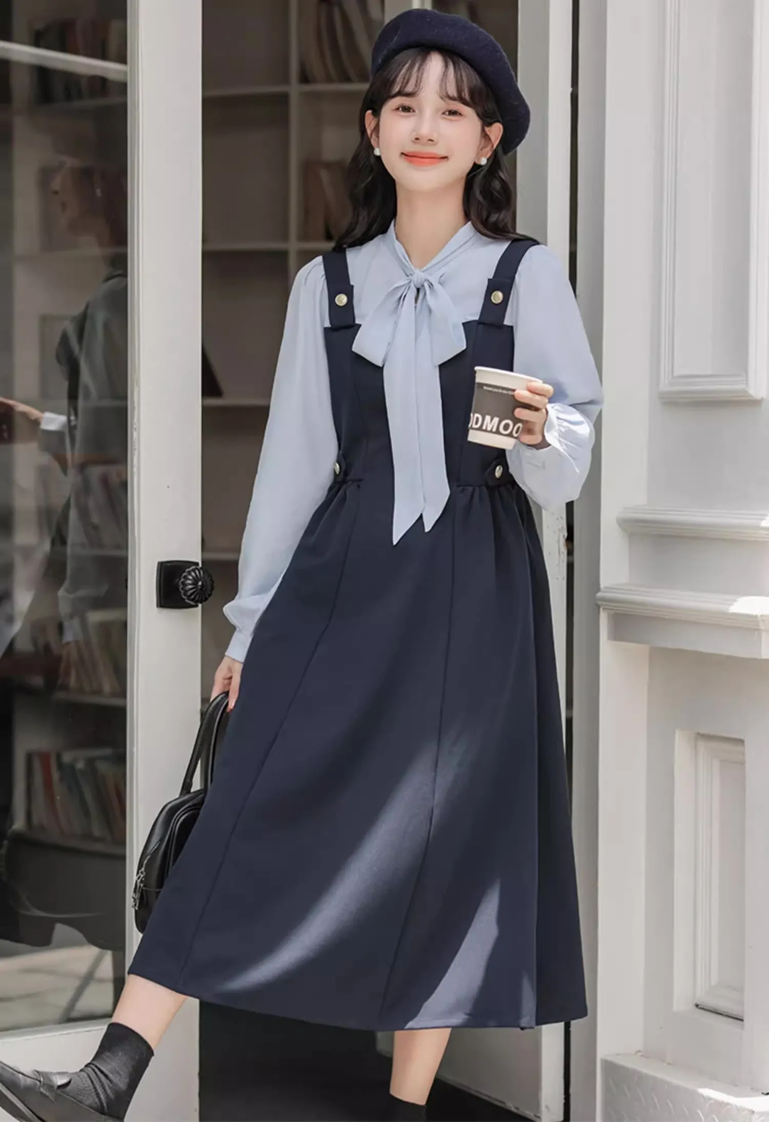 Tie Neck Twofer Midi Dress Maxct