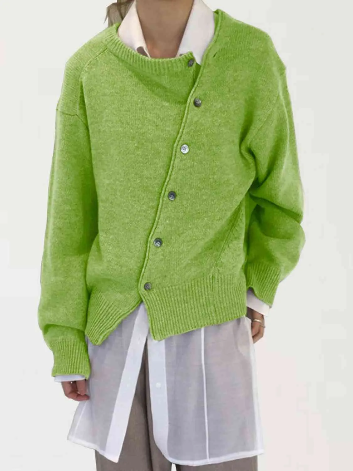 Maxct &Dropped Shoulder Buttoned Cardigan