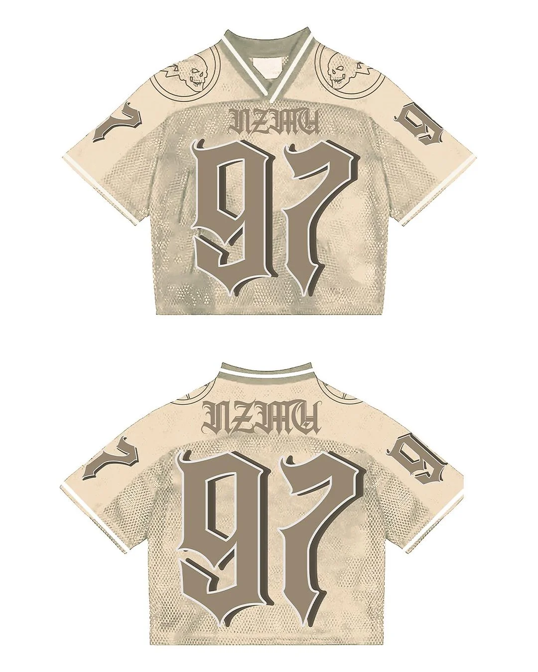 Maxct American Harajuku Trendy Y2K English Printed Baseball Sports Short-sleeved Men's Loose Casual Street T-shirt Football Jersey