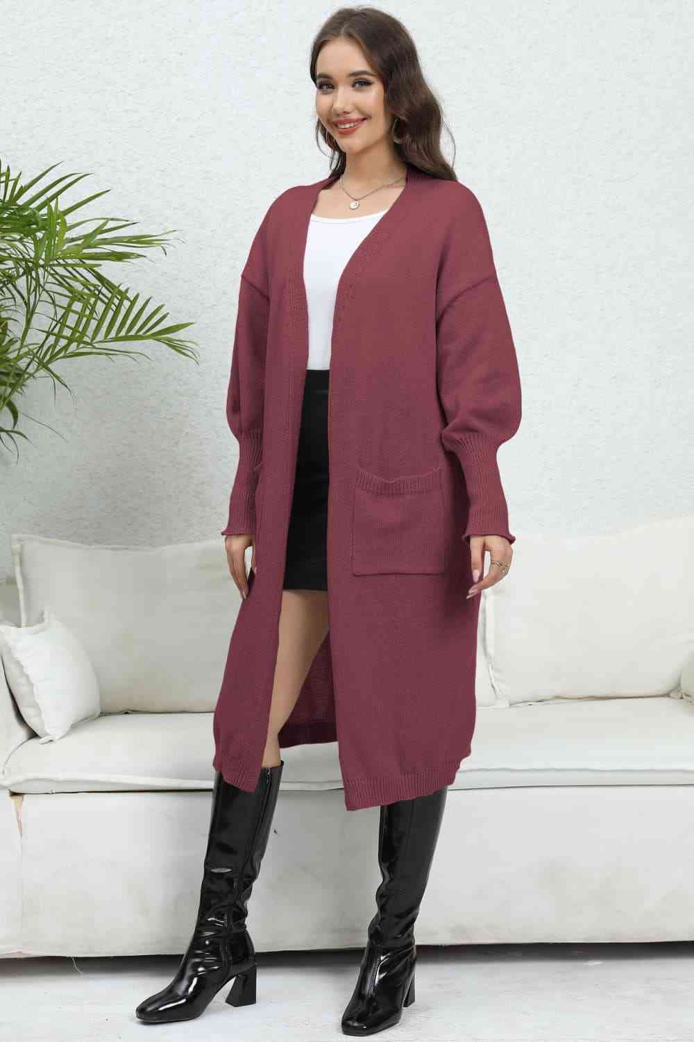 Maxct &Open Front Dropped Shoulder Cardigan