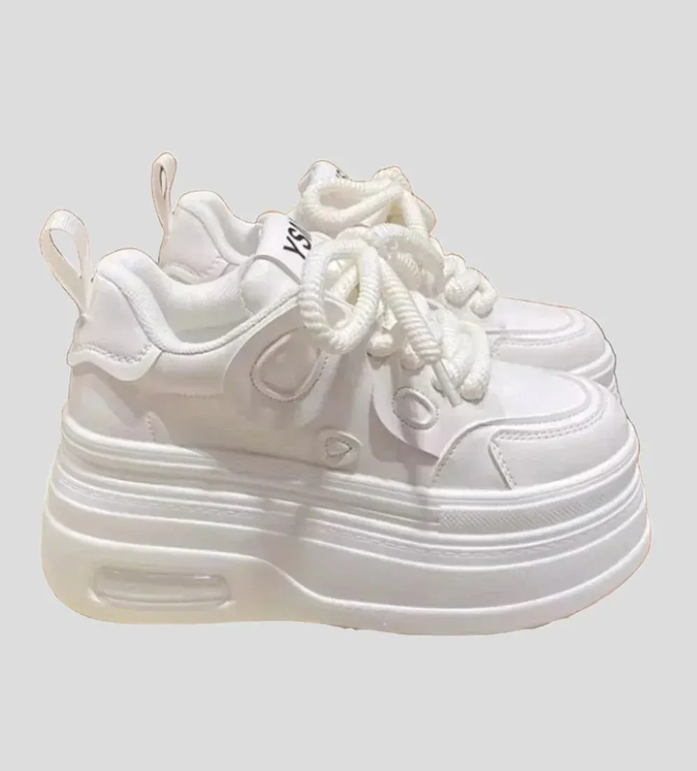 Chic White Platform Sneakers for Women Trendy, and Stylish Footwear Maxct
