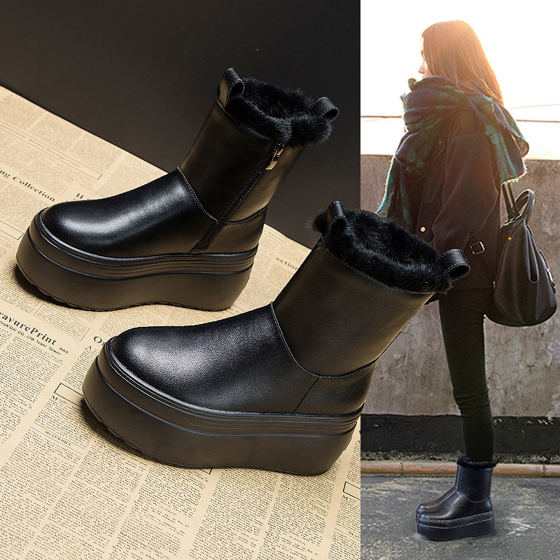 8cm Warm Microfiber Boots for Women - true-deals-club
