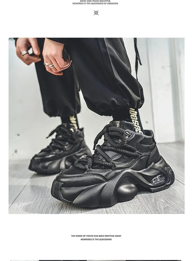 Microfiber Leather Upper Increased Platform Stylish Sneakers