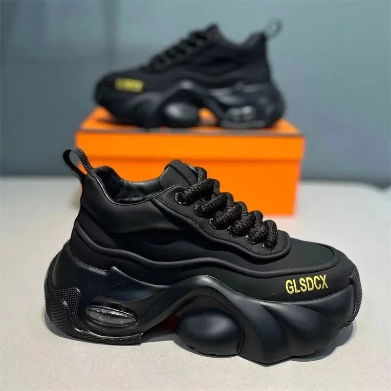 Microfiber Leather Upper Increased Platform Stylish Sneakers Maxct