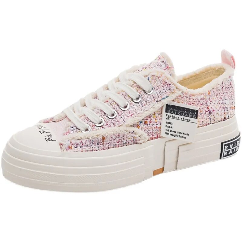 Low Top Canvas Platform Sneakers for Teen Girl's Maxct