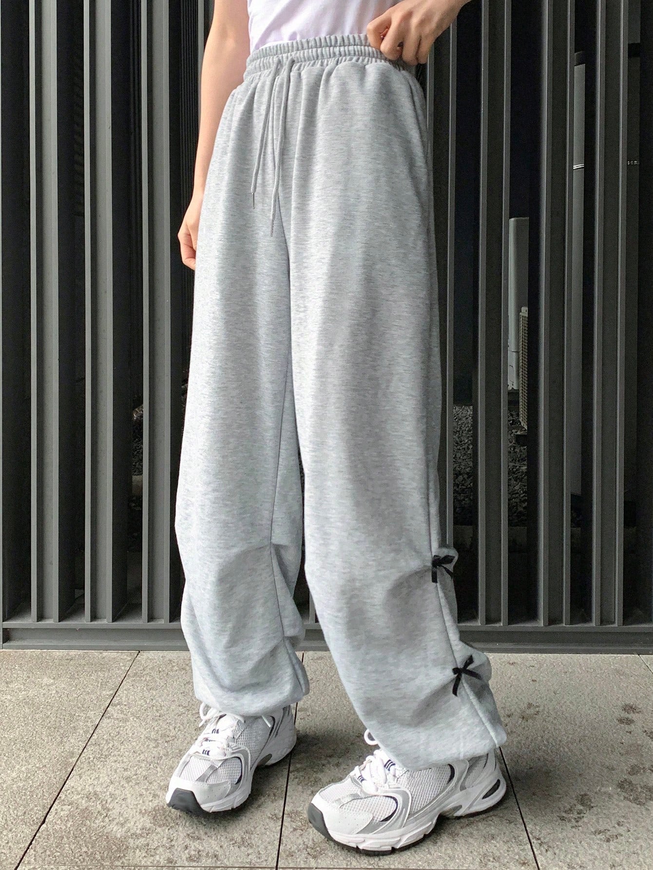 Maxct Stylish Bowknot Decoration Elastic Waist Palazzo Pants With Pleats For Women