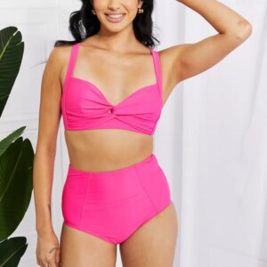 Maxct &Marina West Swim Take A Dip Twist High-Rise Bikini in Pink
