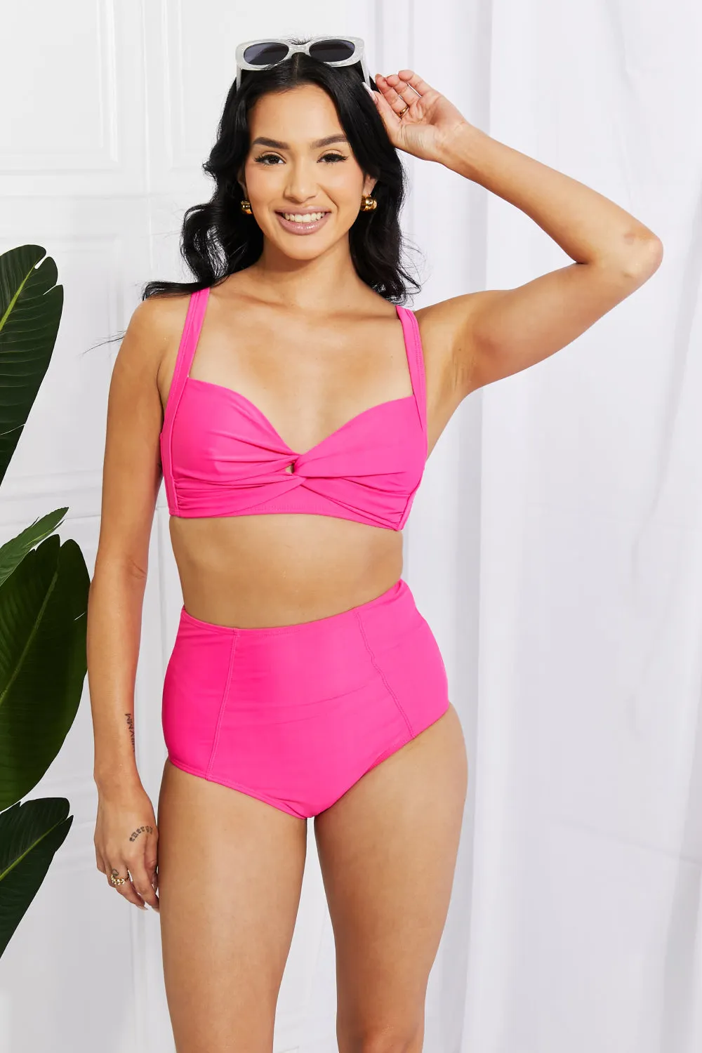 Maxct &Marina West Swim Take A Dip Twist High-Rise Bikini in Pink