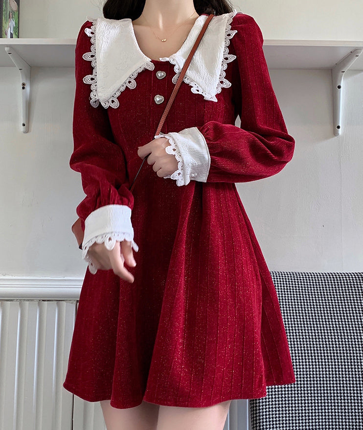 Sweet Love Peter Pan Knit Dress Maxct