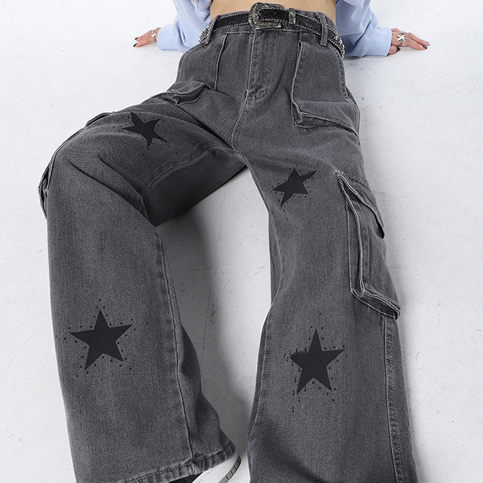 Downtown Girl Star Baggy Jeans Maxct