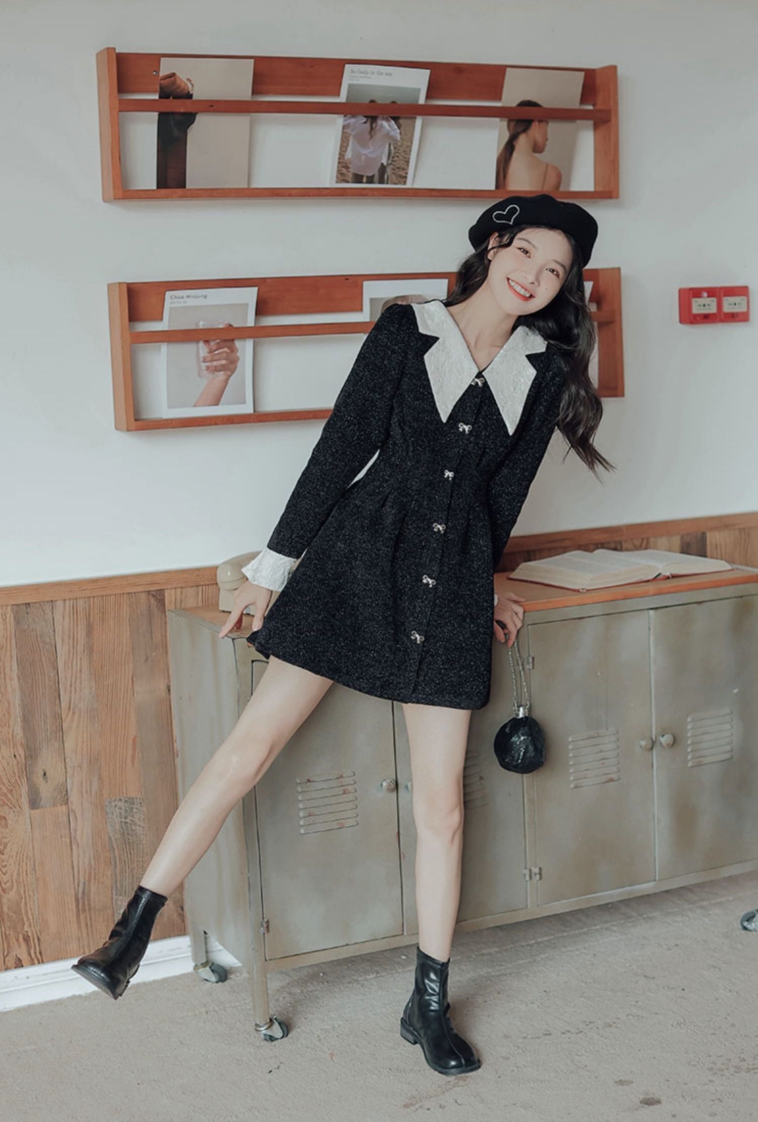 Sweet Bow Peter Pan Knit Dress Maxct