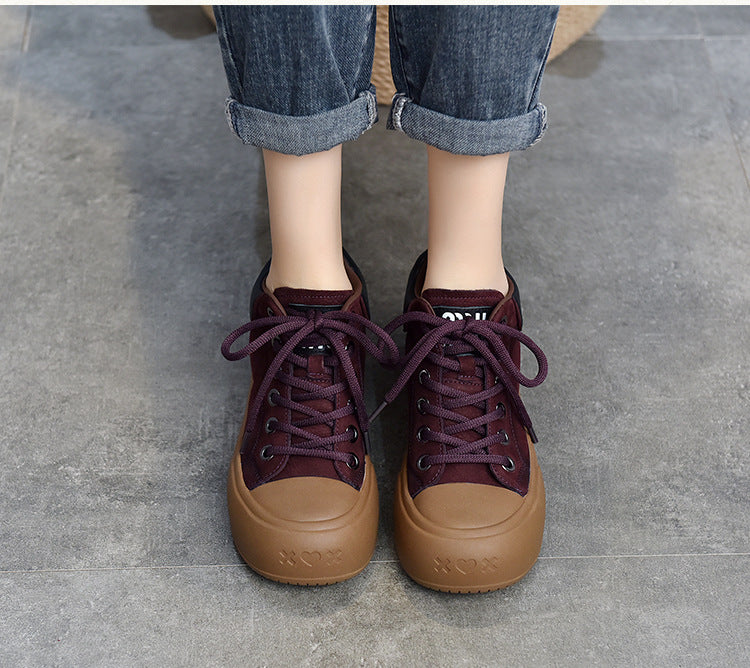 Vintage Leather Lace-Up Short Boots Maxct