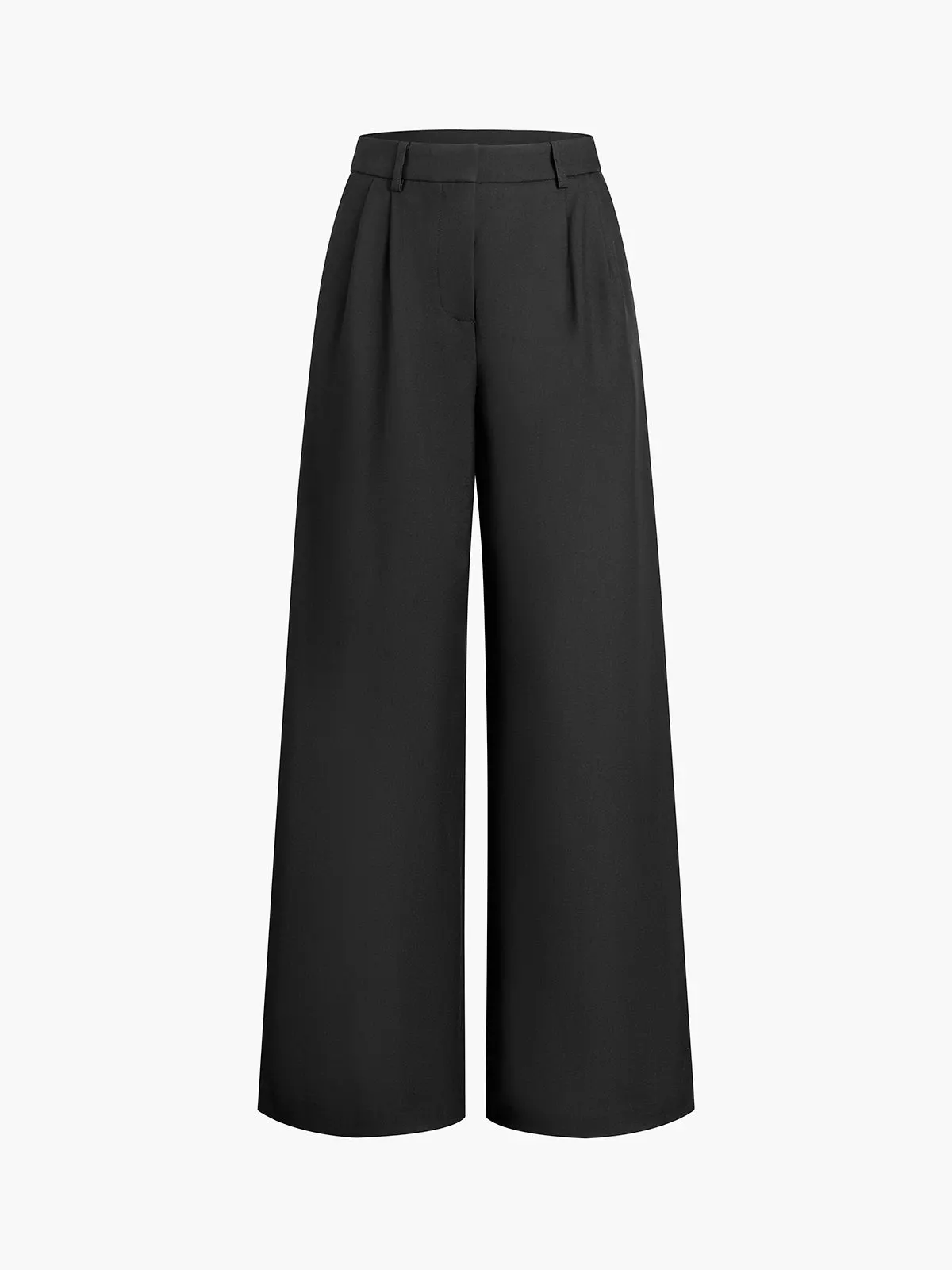 Maxct Solid Wide Leg Pants Without Belt
