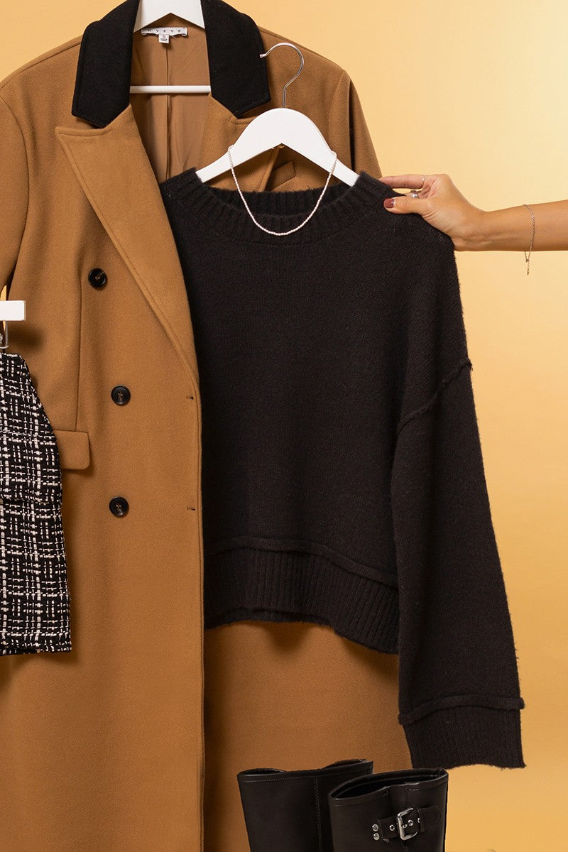 Maxct &HYFVE Round Neck Dropped Shoulder Ribbed Sweater