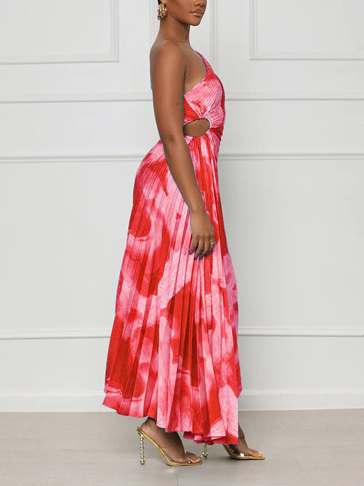 One Shoulder Pleated Dress Maxct