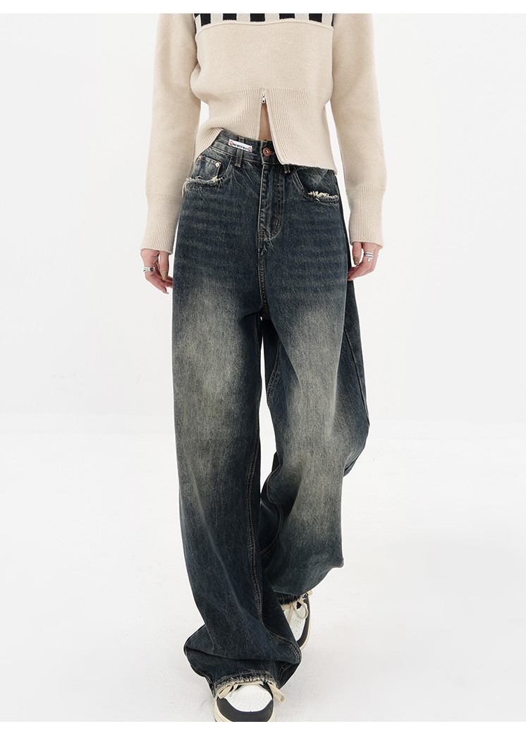 Autumn Streetwear Retro Fashion: Women's High Waist Loose Wide Leg Y2K Denim Trousers - true deals club