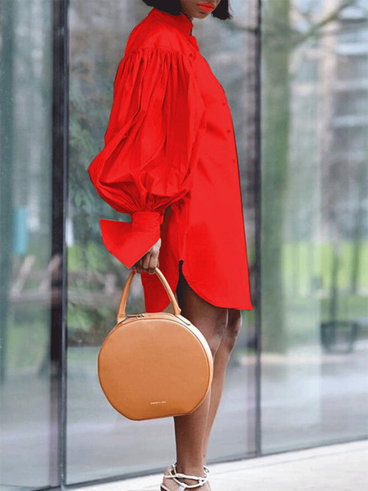 Ruched Puff Sleeve Mini Dress Maxct