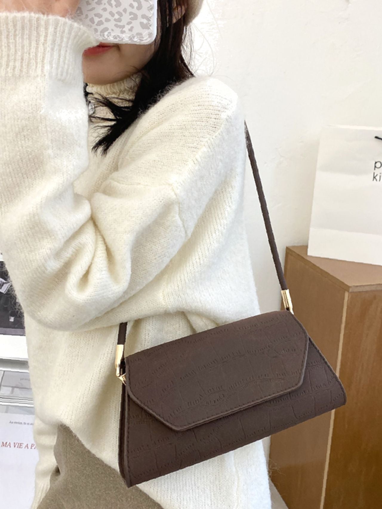 Bag For Love - Crocodile Embossed Flap Novelty Bag  - Women Maxct Bags