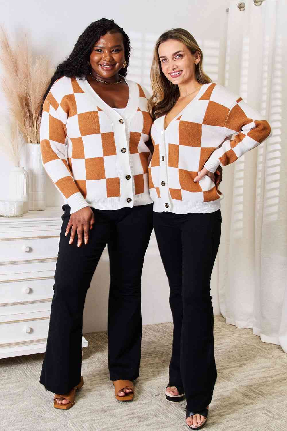 Maxct &Double Take Button-Up V-Neck Dropped Shoulder Cardigan