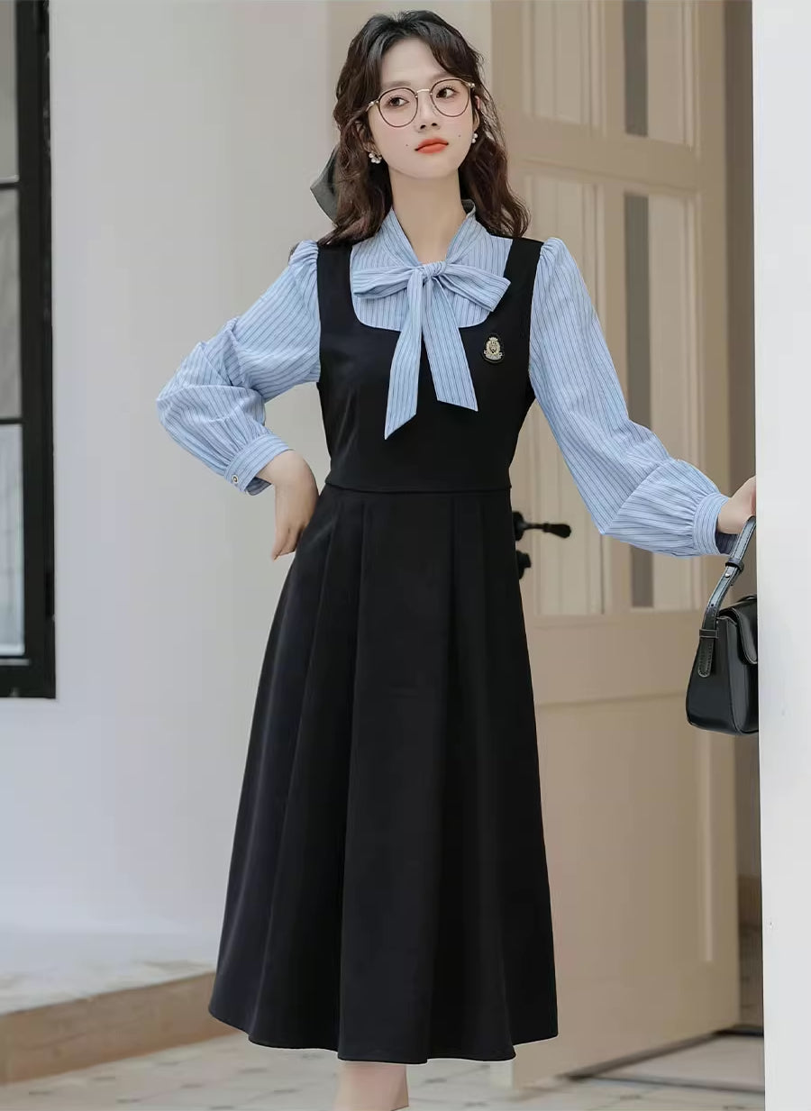Stripe Academia Twofer Midi Dress Maxct