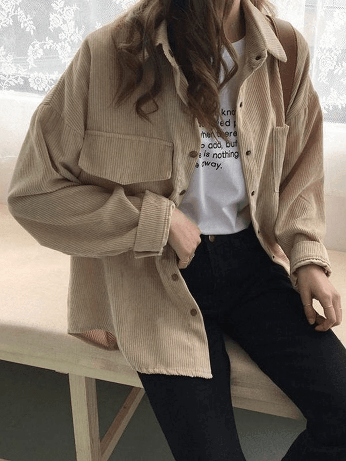 Maxct Corduroy Long Sleeve Button Blouse