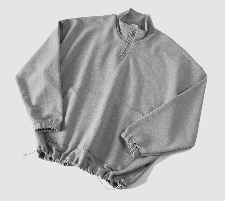 Maxct 4460 Gray Stand Collar Half Zip-Up Sweater