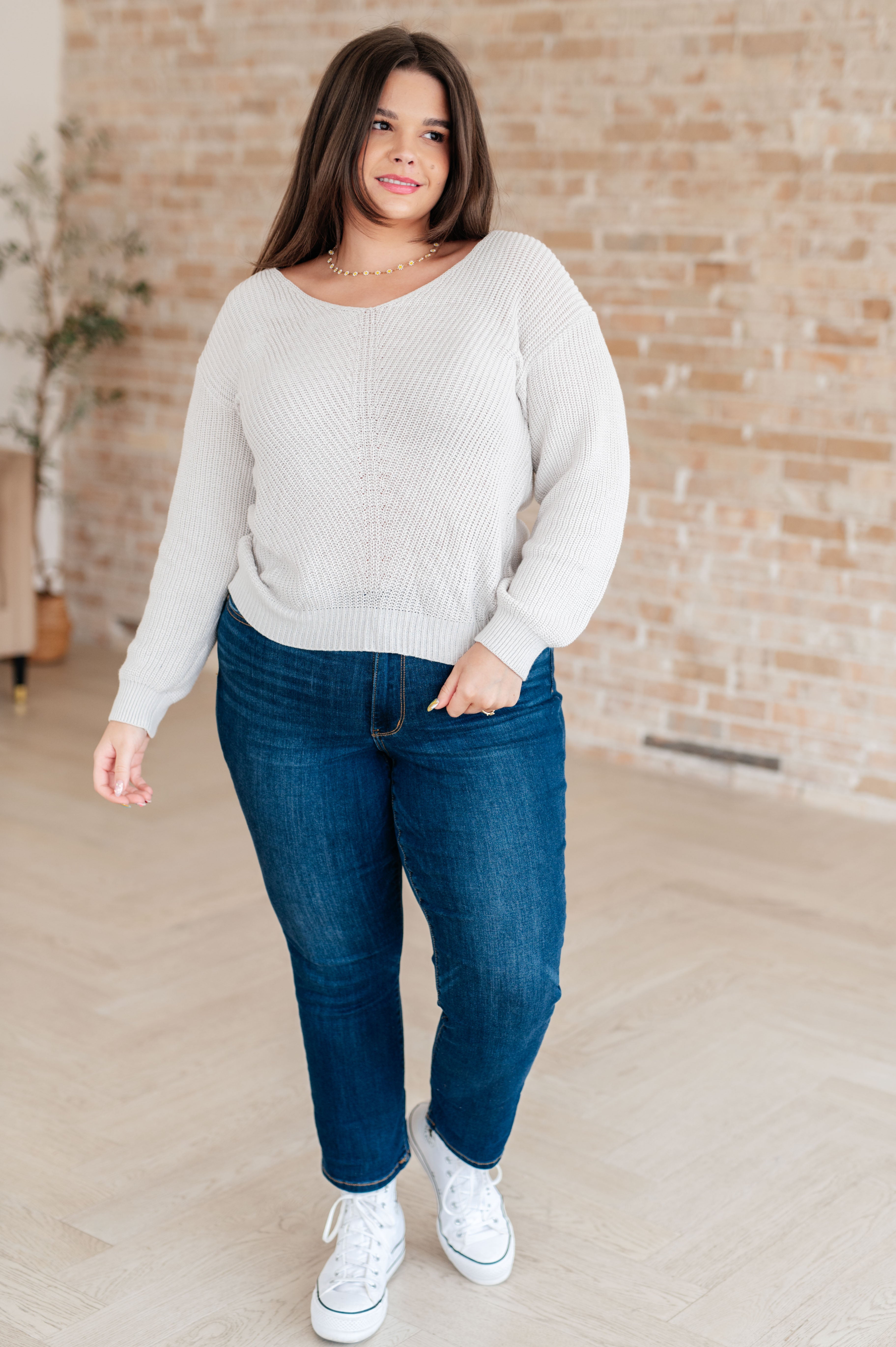 Maxct &Told You So Ribbed Knit V Neck Sweater