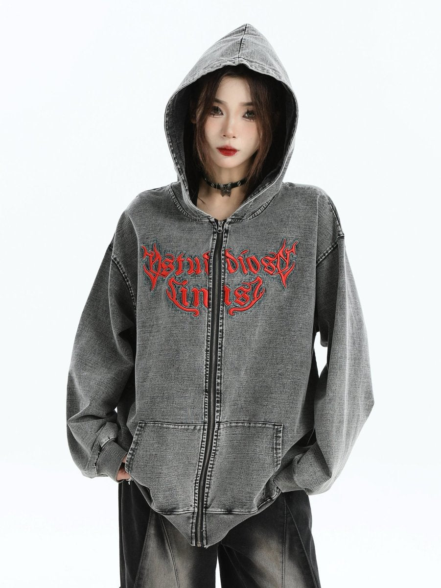 Maxct [Insstudios] Gothic Letter Logo Denim Jacket Na1631