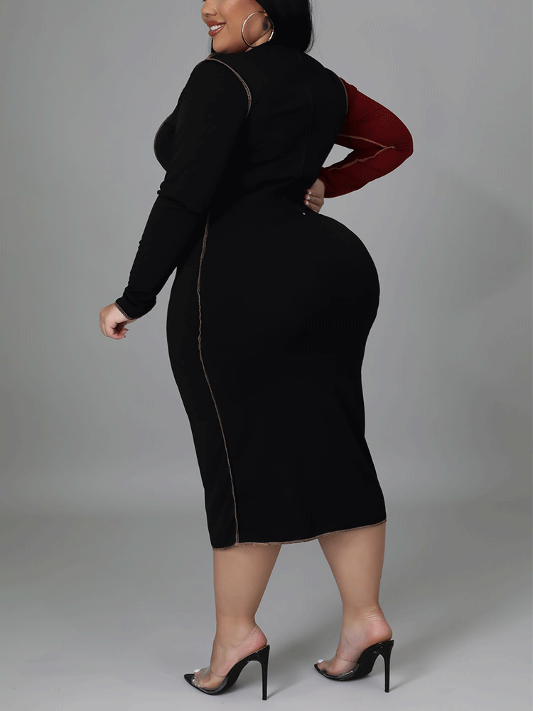 Leopard Patchwork Midi Dress Maxct