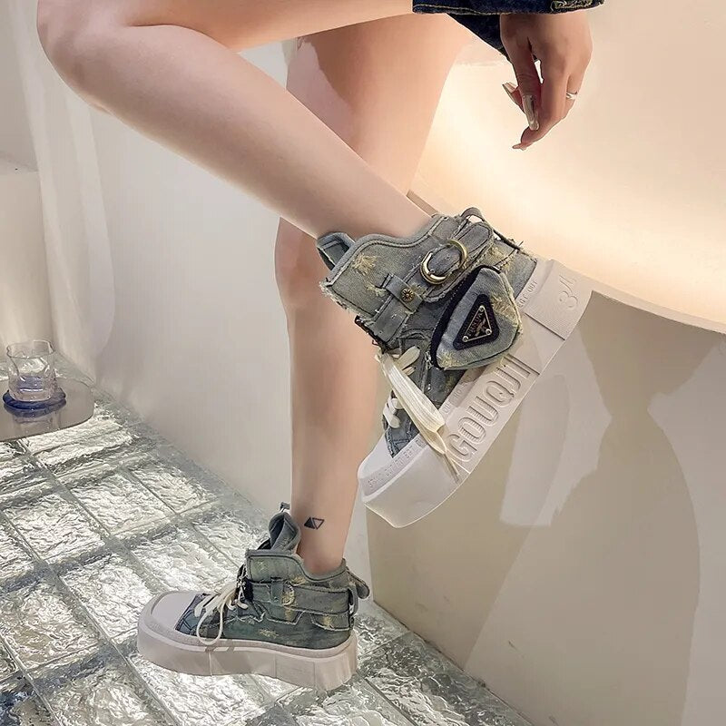 Women's Gothic Denim Short Ankle Boots Maxct