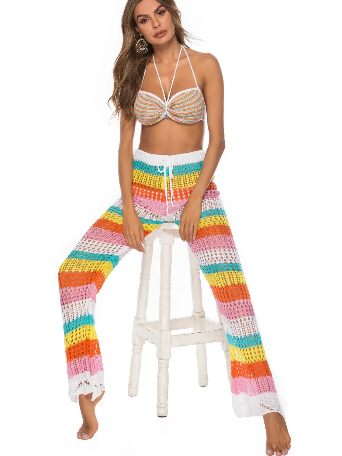 Maxct &Cutout Contrast High Waist Swim Pants