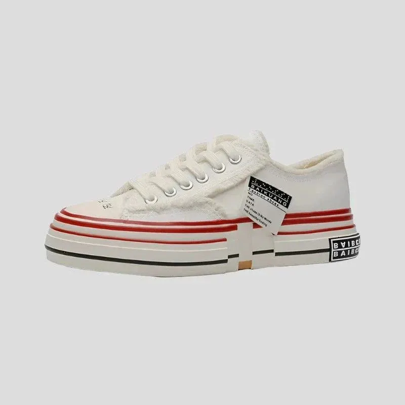 Unisex Chunky Sneakers - Thick Sole, Low Top, Vulcanized Maxct
