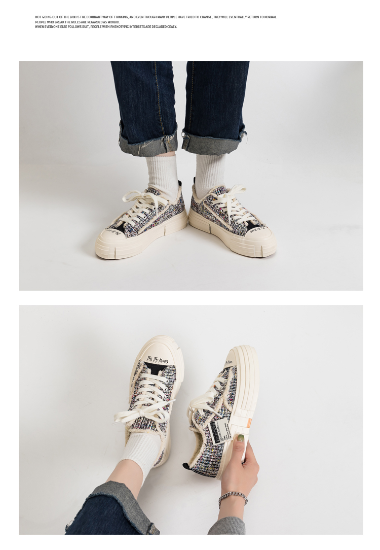 Cute Teen Girl's Low Top Canvas Sneakers Thick Sole - true deals club