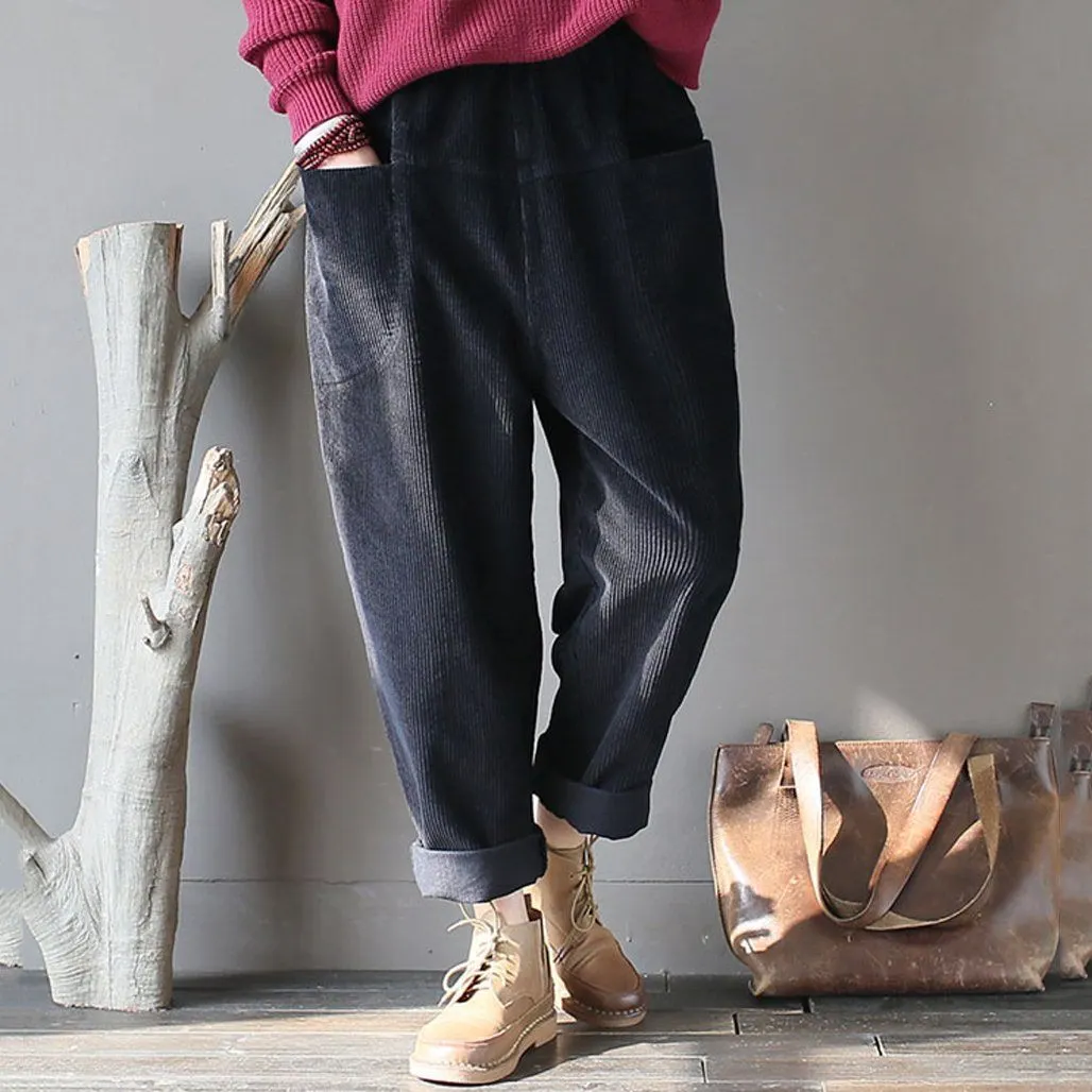 Maxct Cotton Corduroy Radish Pants Women Casual Harlan Pants