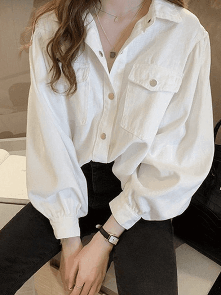 Maxct Pleated Oversized Long Sleeve Blouse