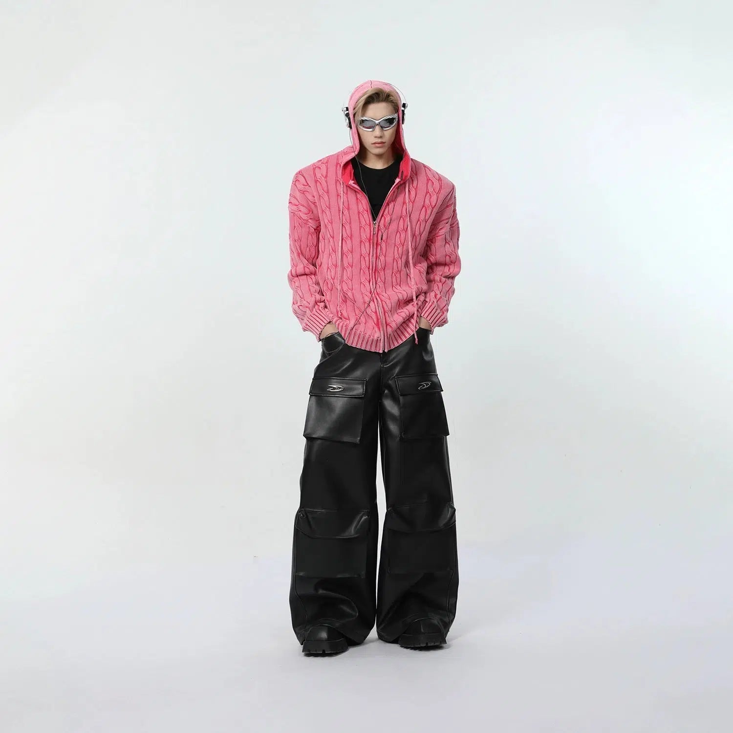 Maxct Cable Knit Hooded Cardigan Sweater