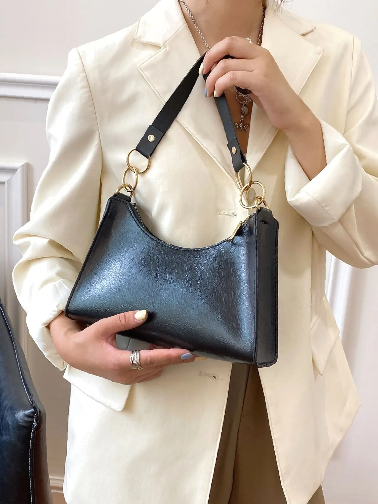 Bag For Love - Minimalist Textured Baguette Bag  - Women Maxct Bags