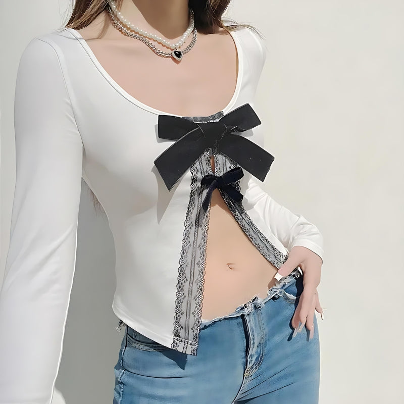 Maxct &Coquette Bow Open Front Top
