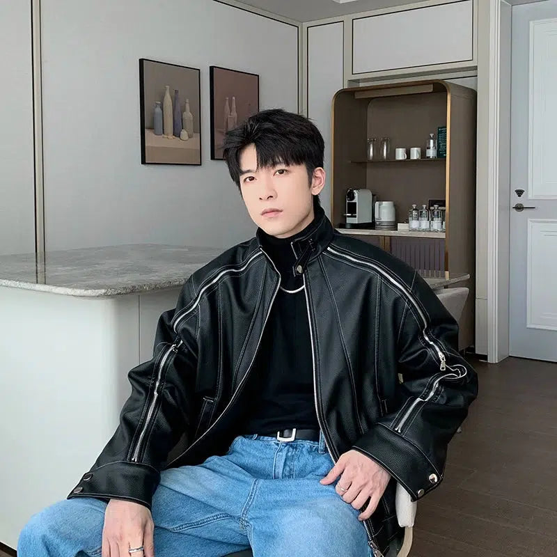 Maxct Velvet Warm Fleece Leather Jacket