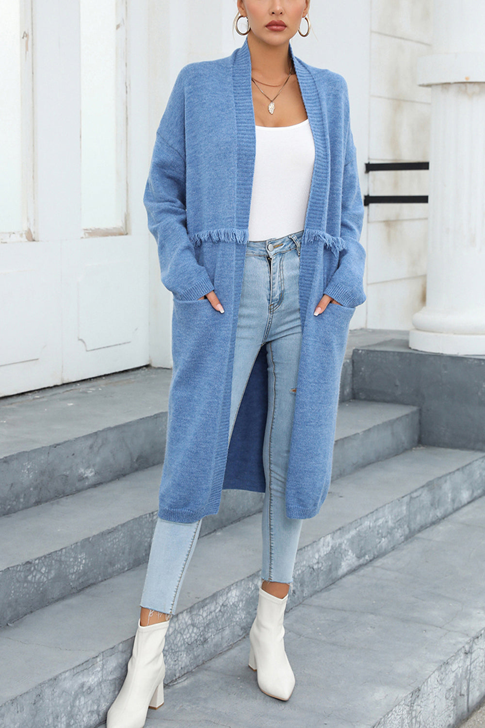Maxct &Open Front Pocketed Cardigan