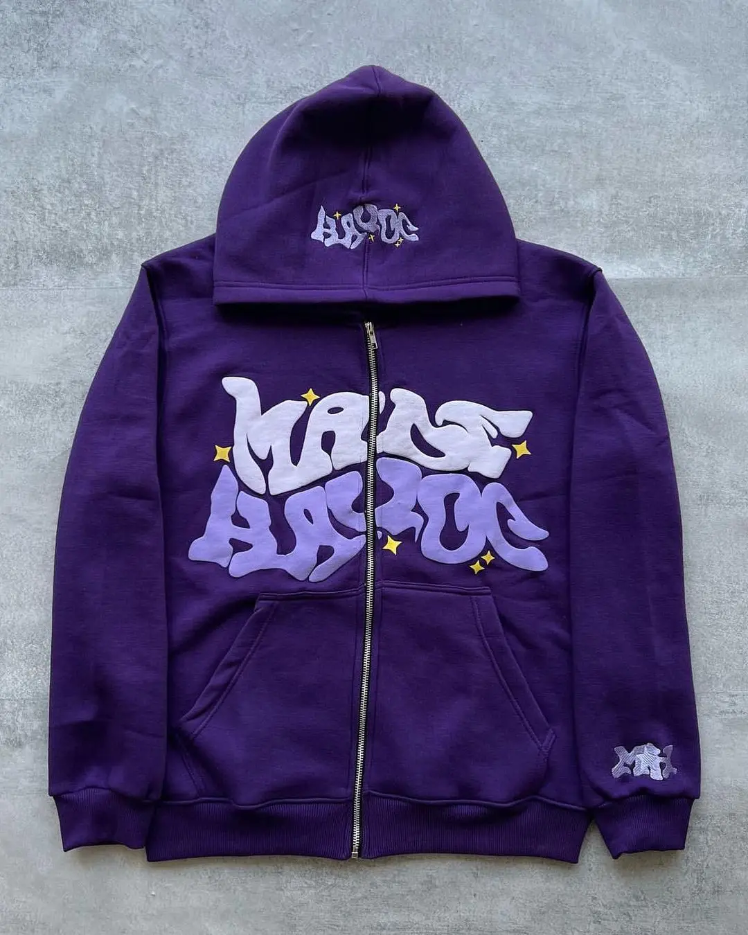 Maxct Y2K Zip Up Hoodie Harajuku Men Letter Graphic Printing Oversized Hoodie Sweatshirt Punk Rock Gothic Clothes Tops Streetwear