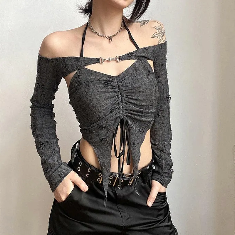 Maxct &Fairy Grunge Detachable Sleeve Halter Top