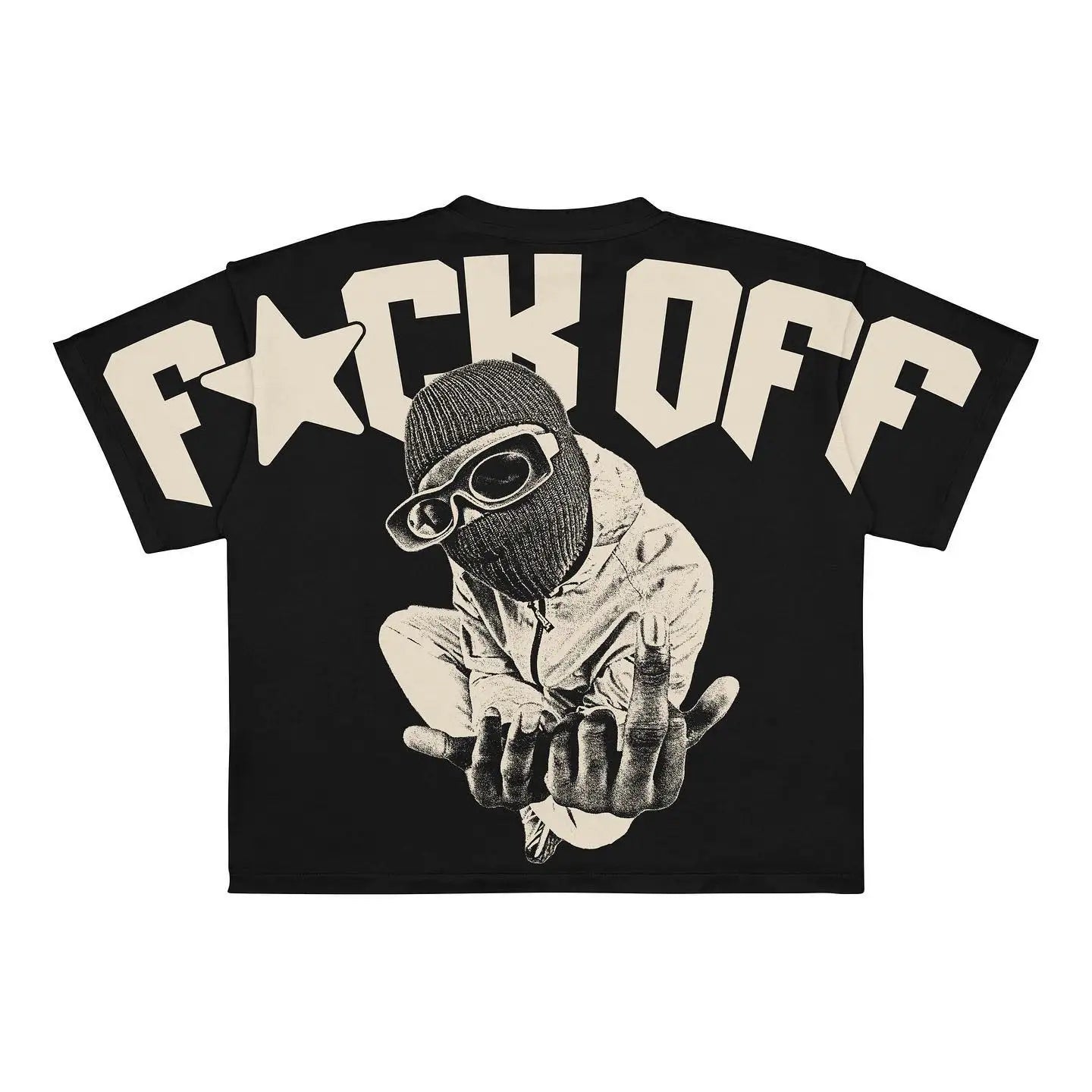 Maxct New European and American trendy Gothic print oversized T-shirt men's high street Harajuku hip-hop short-sleeved loose T-shirt