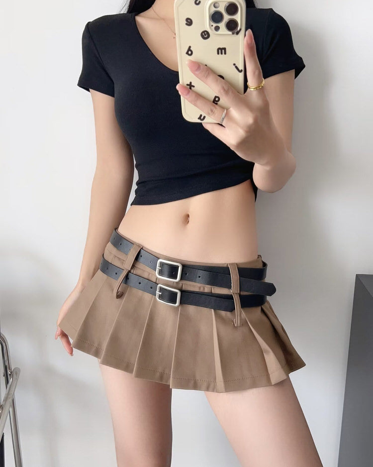 Y2K Double-Belt Extreme Micro Skirt Maxct